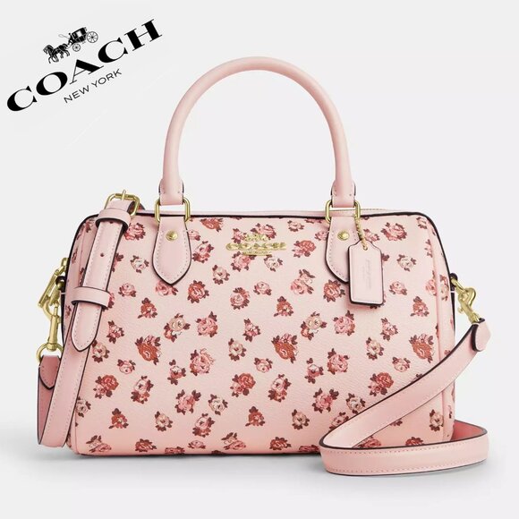 🌸 Coach Rowan Satchel Bag With Rose Print - Picture 2 of 7